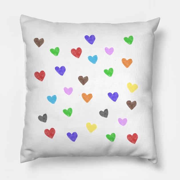 Watercolor Pride Hearts Pillow by Jackal Heart Designs
