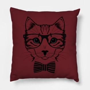 Nerdy Cat Face Funny Design Pillow