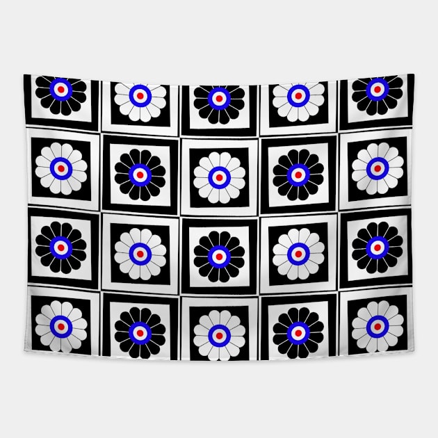 Mod Flower BW Tapestry by SiSuSiSu