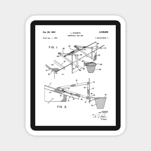 Basketball Patent - Basketball Player Coach Team Art - White Magnet