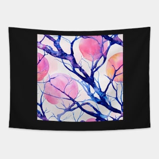 Watercolor peach branch Tapestry