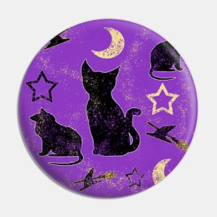 Painted Cats and Witch Hats Pin