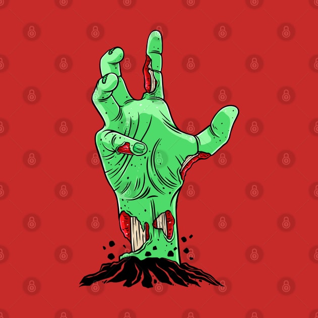 Creepy Zombie Cartoon Hand Rising from the Grave by OccultOmaStore