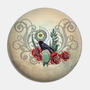 Elegant vintage roses with crow, the perfect balance of light and dark Pin