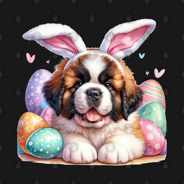 Puppy Saint Bernard Bunny Ears Easter Eggs Happy Easter Day by TATTOO project