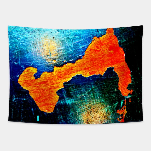 Orange and Blue Abstract Tapestry by soitwouldseem