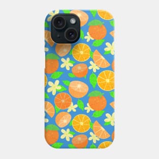 Orange fruit pattern - blue Phone Case