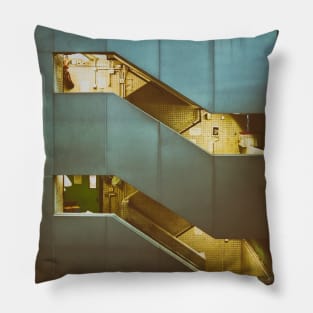 Dimly Lit City Building Staircase Pillow
