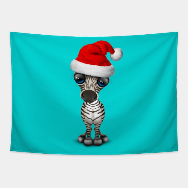 Baby Zebra Wearing a Santa Hat Tapestry by jeffbartels