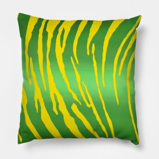 Metallic Tiger Stripes Green Yellow Pillow