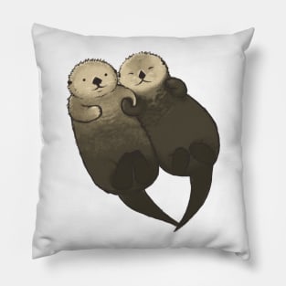 Significant Otters - Otters Holding Hands Pillow