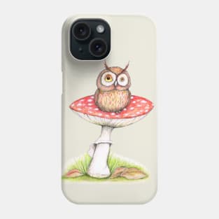 Owl on a mushroom Phone Case