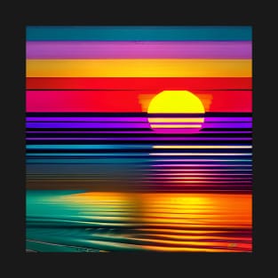 RetroWave 80s Sunset Beach 17 T-Shirt