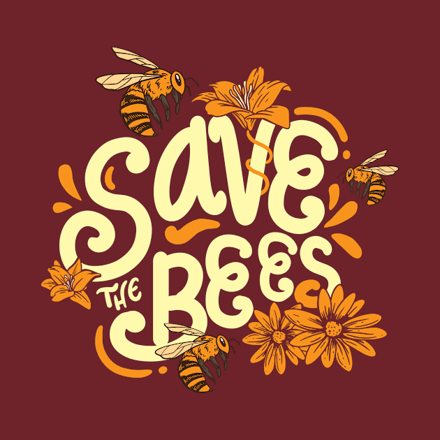 Save The Bees flowers nature honey bee lovers gift by Lomitasu