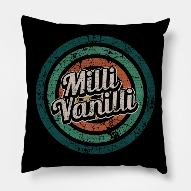 Milli Vanilli // Retro Circle Crack Vintage Pillow by People Mask