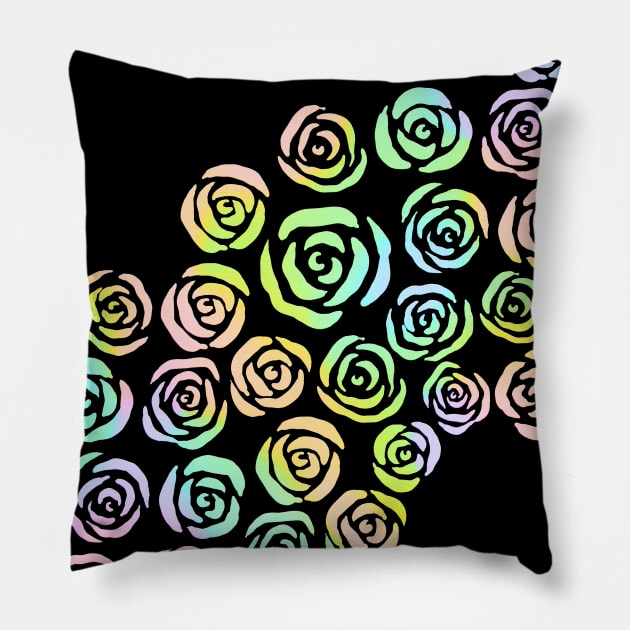 Pastel Rainbow Roses Pillow by KelseyLovelle