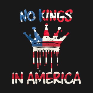 No Kings In America USA Flag Vintage Protest Democracy Retro Anti Trump T-Shirt