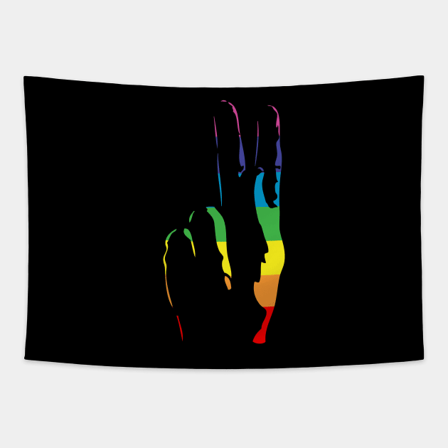 rainbow pride peace sign Tapestry by chromatosis