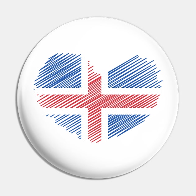 Iceland Heart Flag Design Pin by Sanu Designs