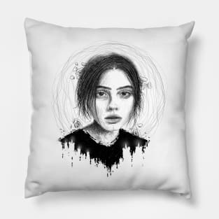 Woman Portrait with Burning Candles Pillow