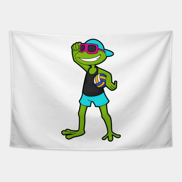 Frog as Volleyball player with Volleyball Tapestry by Markus Schnabel