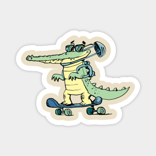 crocodile skater king of asphalt on the street Magnet