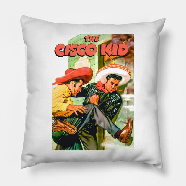 Fire Kick The Cisco Kid Western Cowboy Vintage Retro Comic Horse Pillow by REVISTANGO