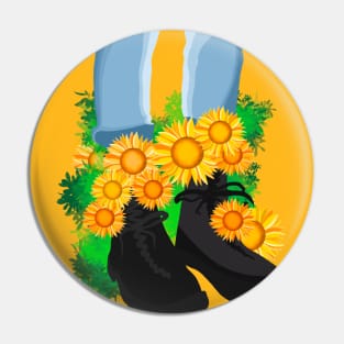 Sunflowers in my boots Pin