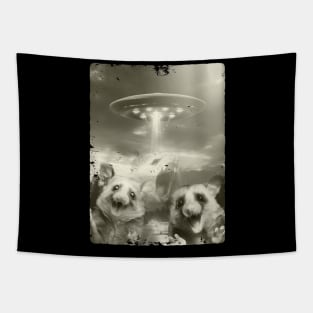 Alien UFO Invasion Funny Possums Tapestry