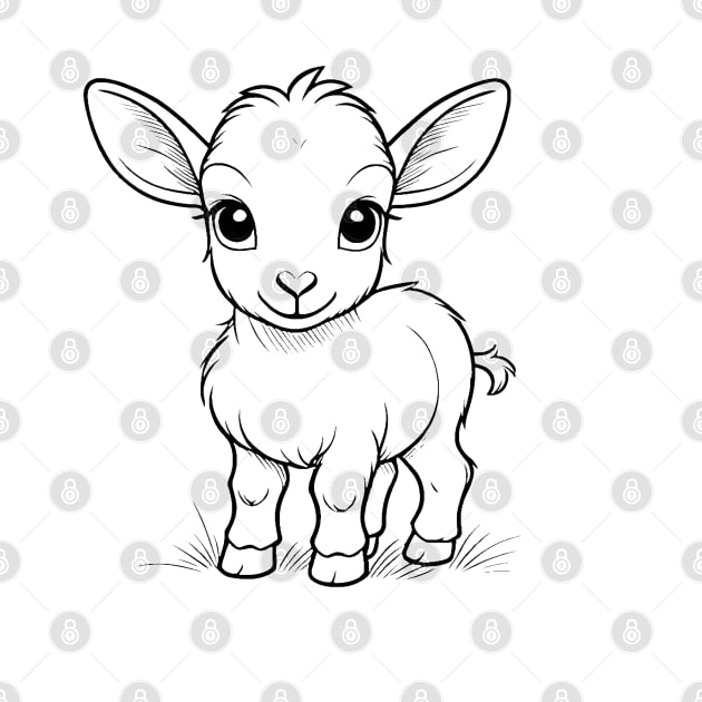 Cute Baby Goat Animal Outline by Zenflow