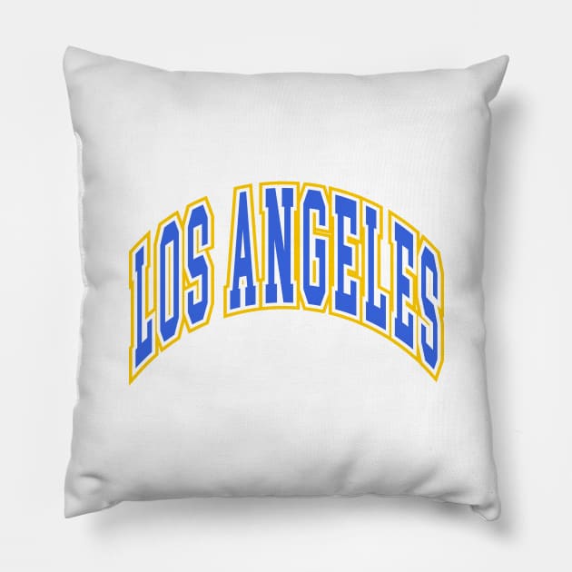 Los Angeles - Block Arch - White Blue/Gold Pillow by KFig21