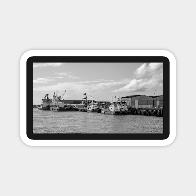 Ships in Great Yarmouth docks Magnet by yackers1