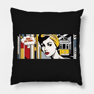 The Art of Trams - American Pop Art Style #002 - Mugs For Transit Lovers Pillow