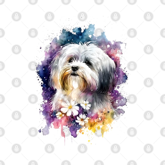 Rainbow Havanese Dog Watercolor Art by doglovershirts