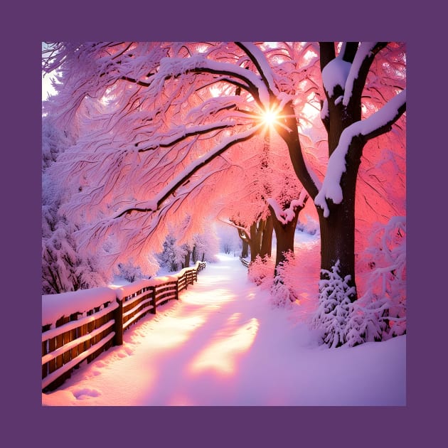 Hush, A Pink And Lavender Snowscape by LittleBean