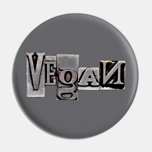 VEGAN Typeset Letters Pin by VegShop