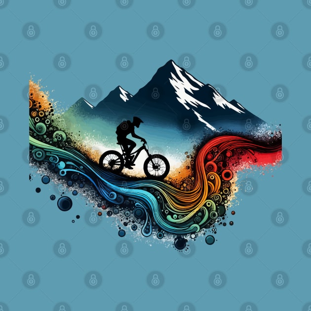 Retro Colorful Downhill Mountain Biker by TomFrontierArt