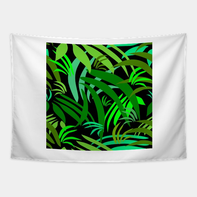 Fronds on Black Repeat 5748 Tapestry by ArtticArlo