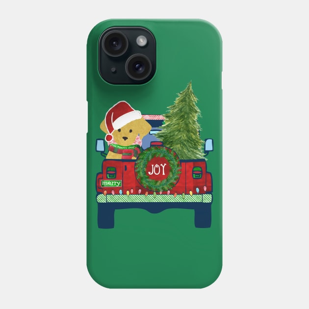 Cute Preppy Golden Retriever Christmas Jeep Phone Case by EMR_Designs