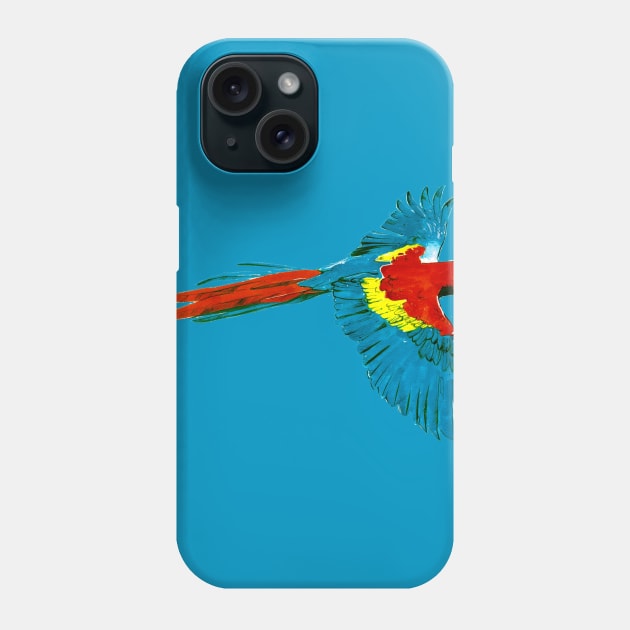 Watercolor Scarlet Macaw 1 Phone Case by A.E. Kieren Illustration