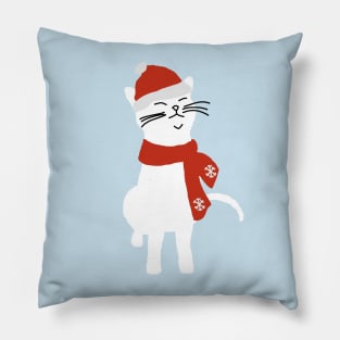 White Christmas Kitty Cat Pillow