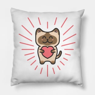 Cute Siamese Love Cat Pillow