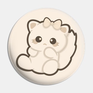 Adorable Pastel Kitty with Bow. Aesthetic Pin