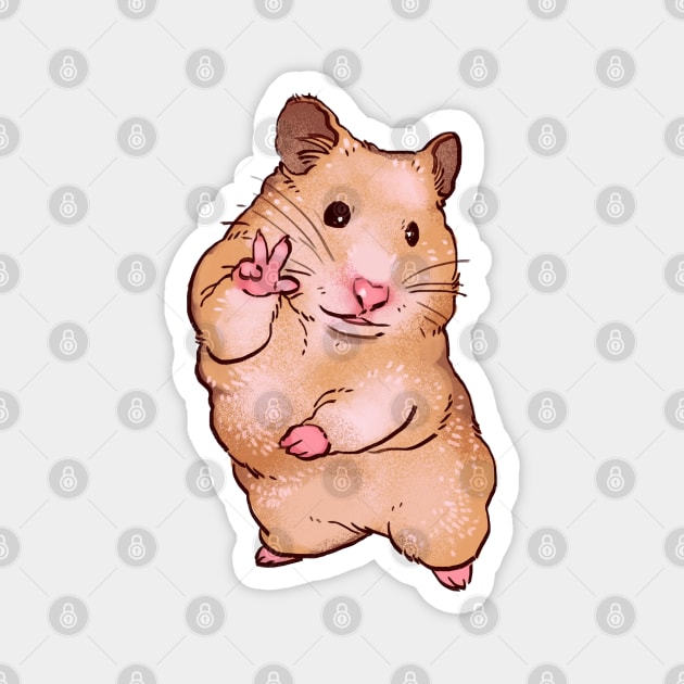 peace sign hamster smile for camera meme Magnet by mudwizard