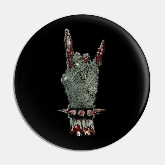 Zombie Horns Up Sigh Hand Gesture Pin by rsacchetto