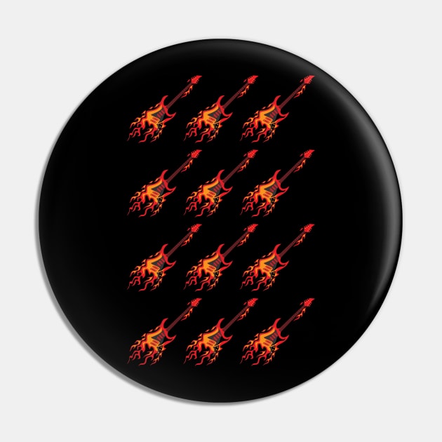 Flying Burning Guitar Illustration Pin by hobrath