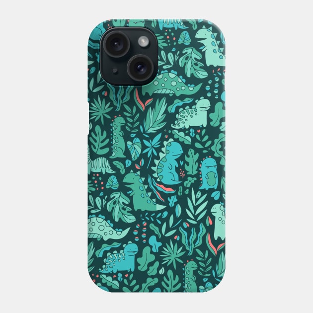 Dino and Leaves Phone Case by kostolom3000