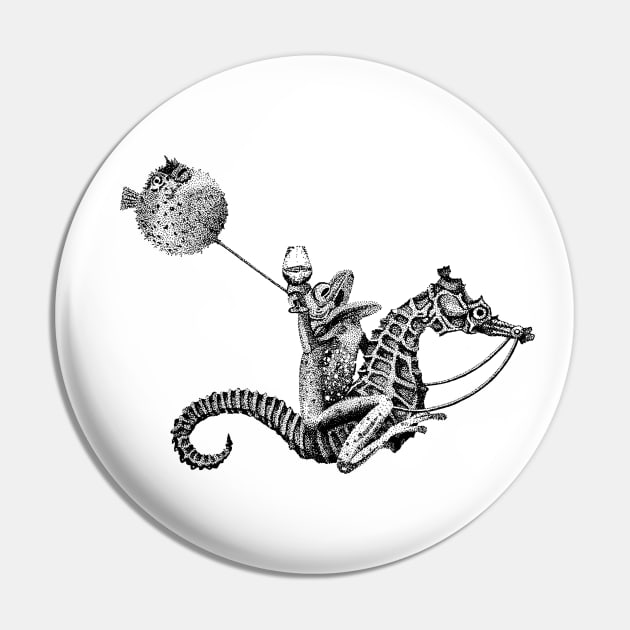 Crazy frog riding seahorse | Surrealism illustration | Party animal Pin by ZuskaArt