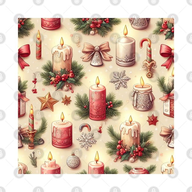 Candles and ornaments christmas background Light version by clearviewstock