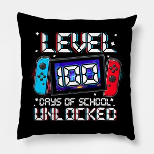 Level 100 Days Of School Unlocked Gamer Video Games Boys Pillow